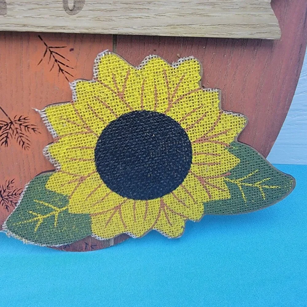 Happy Fall PUMPKIN SIGN Door Hanger Autumn Rustic Primitive Plaque Decor